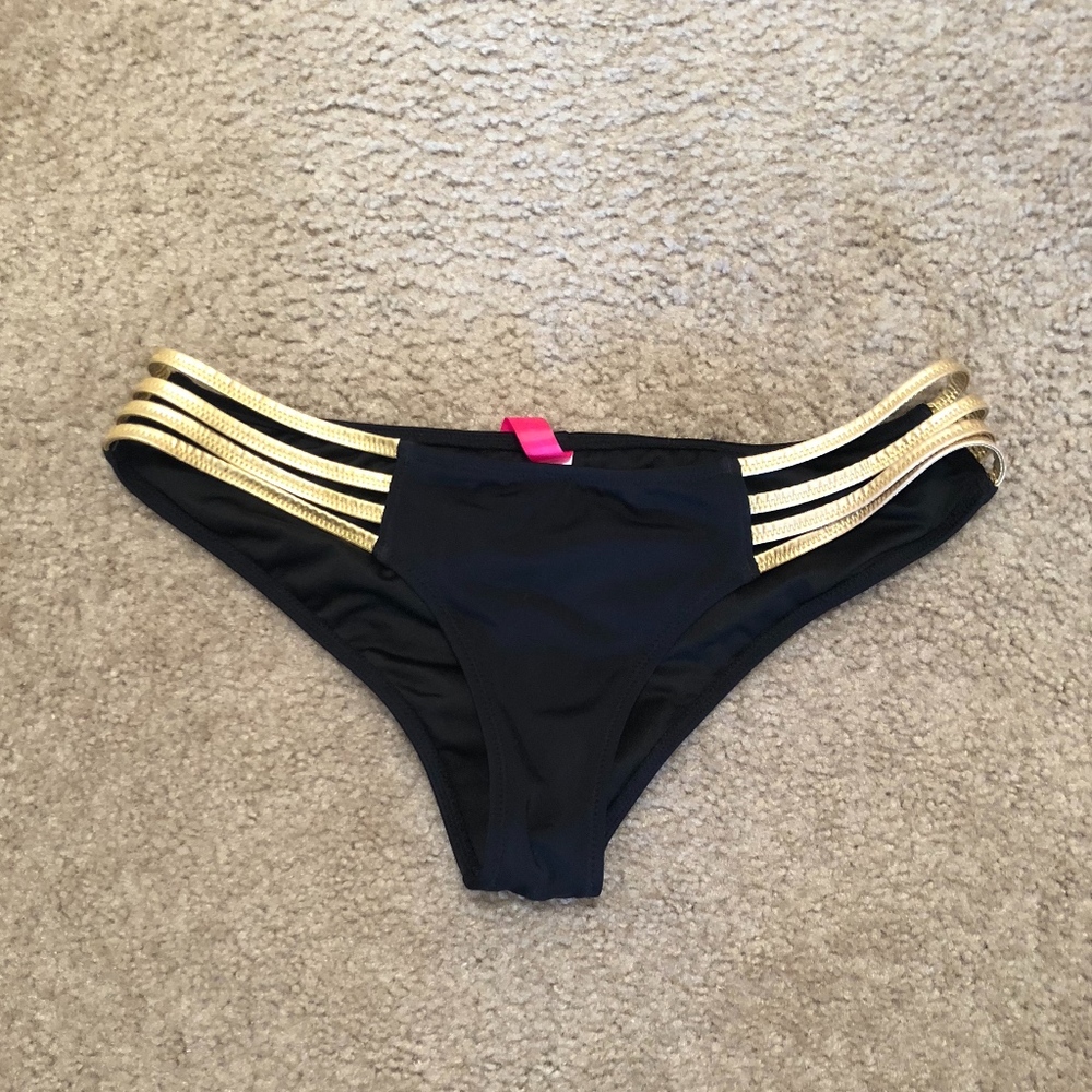 Black w/Gold Sides Victoria's Secret Bikini Bottom
